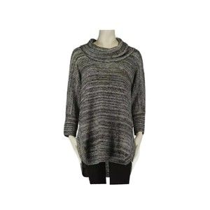 Thistle & Lavender Women's Black Space Dye Gray Cowl Neck Tunic Sweater Sz M